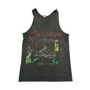 Vintage Chicago My Kind of Town Graphic Tank Top Mens Small Black Single Stitch